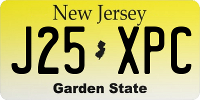 NJ license plate J25XPC