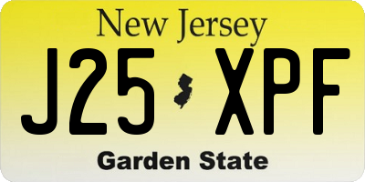 NJ license plate J25XPF