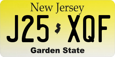 NJ license plate J25XQF