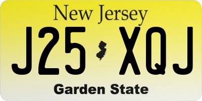 NJ license plate J25XQJ