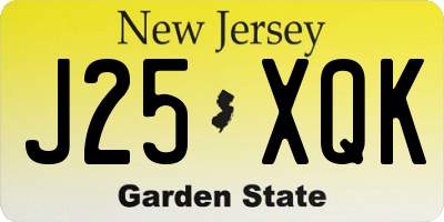 NJ license plate J25XQK