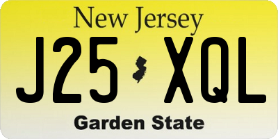 NJ license plate J25XQL