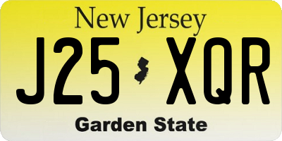 NJ license plate J25XQR