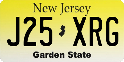 NJ license plate J25XRG