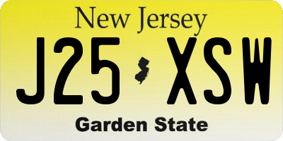 NJ license plate J25XSW