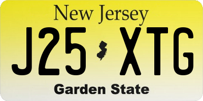 NJ license plate J25XTG