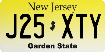 NJ license plate J25XTY