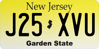 NJ license plate J25XVU