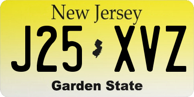 NJ license plate J25XVZ
