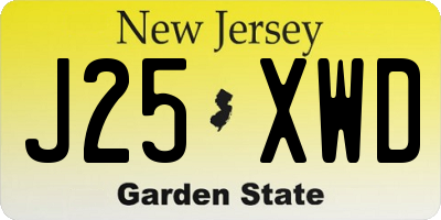 NJ license plate J25XWD