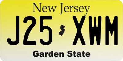 NJ license plate J25XWM