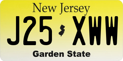 NJ license plate J25XWW