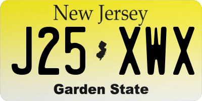 NJ license plate J25XWX