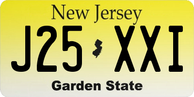 NJ license plate J25XXI