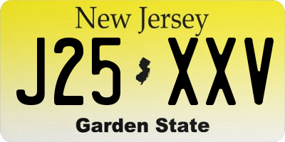 NJ license plate J25XXV