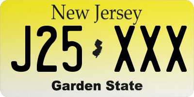 NJ license plate J25XXX