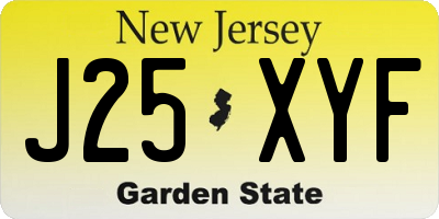 NJ license plate J25XYF
