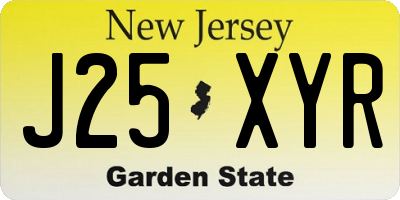 NJ license plate J25XYR