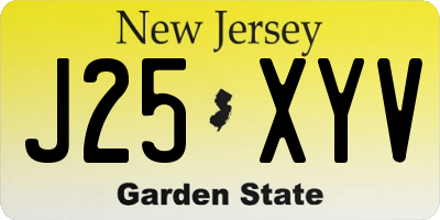 NJ license plate J25XYV