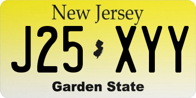 NJ license plate J25XYY