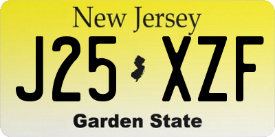 NJ license plate J25XZF