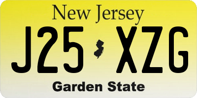NJ license plate J25XZG