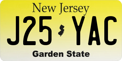 NJ license plate J25YAC