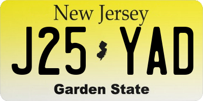 NJ license plate J25YAD