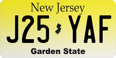 NJ license plate J25YAF