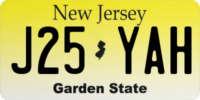 NJ license plate J25YAH