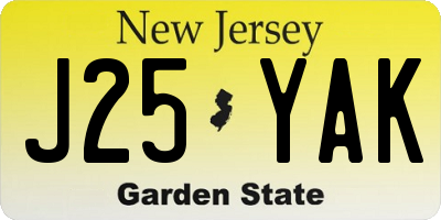 NJ license plate J25YAK