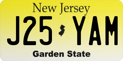 NJ license plate J25YAM