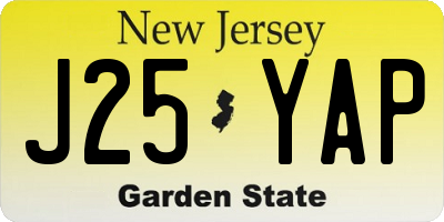 NJ license plate J25YAP