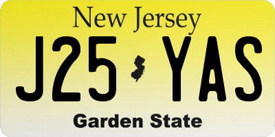 NJ license plate J25YAS