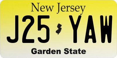 NJ license plate J25YAW