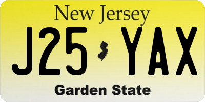 NJ license plate J25YAX