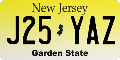 NJ license plate J25YAZ