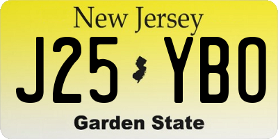 NJ license plate J25YBO