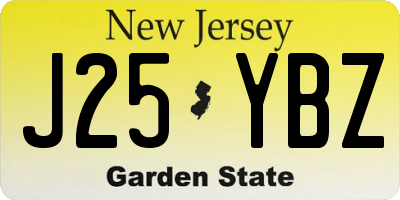 NJ license plate J25YBZ