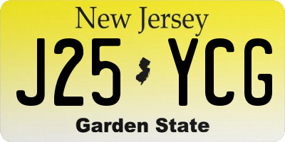 NJ license plate J25YCG