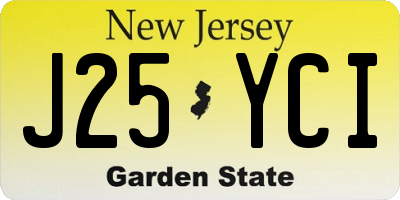 NJ license plate J25YCI