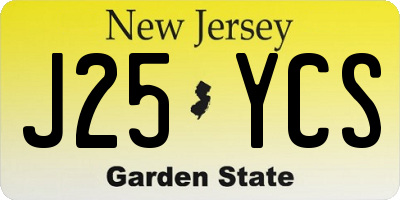 NJ license plate J25YCS