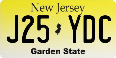NJ license plate J25YDC