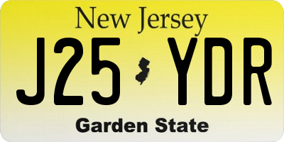 NJ license plate J25YDR