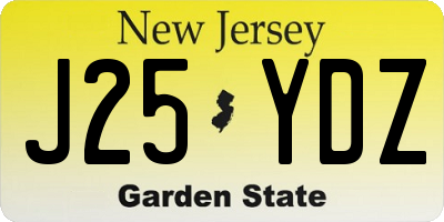 NJ license plate J25YDZ