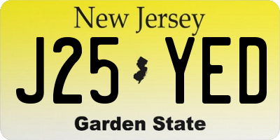 NJ license plate J25YED