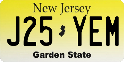 NJ license plate J25YEM
