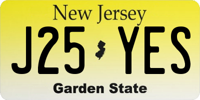 NJ license plate J25YES