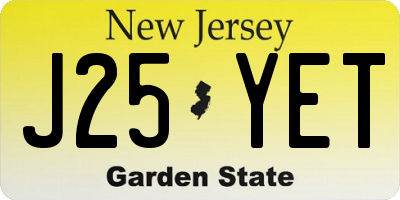 NJ license plate J25YET