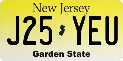 NJ license plate J25YEU
